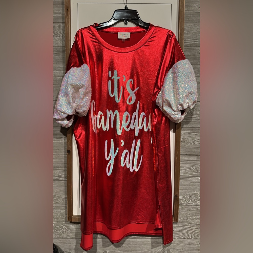 Fantastic Fawn Red Game Day T-Shirt Dress